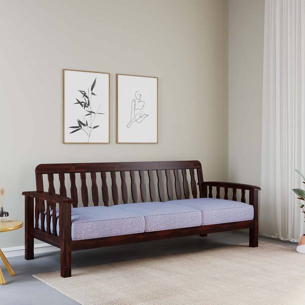 Allie Wood Fabric 3 Seater  Sofa