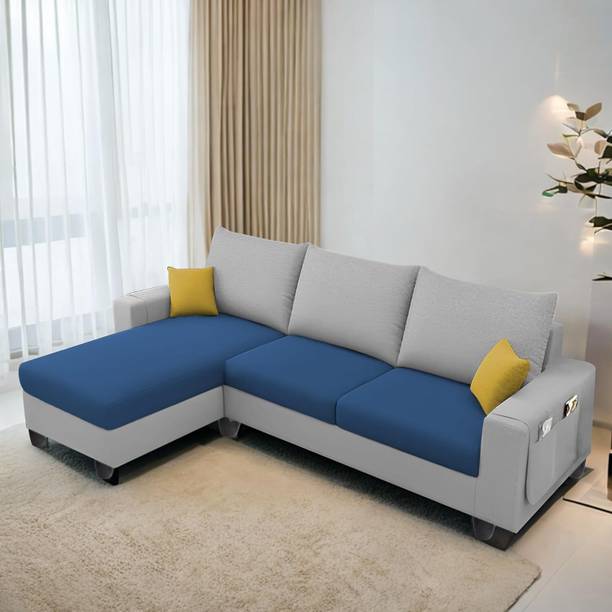 TrueValue Icoinc LHS L Shape Sofa Premium Quality Velvet Fabric 4 Seater  Sofa