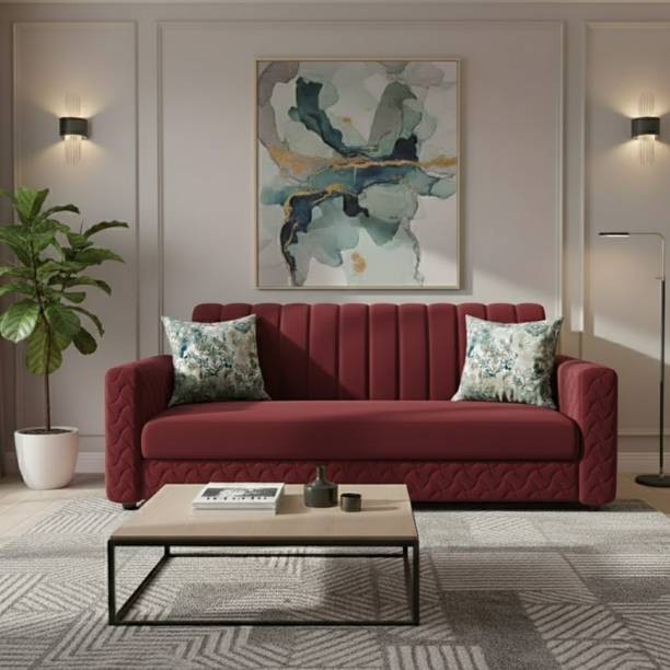 WAKESURE Premium Quality Velvet Fabric 3 Seater Sofa