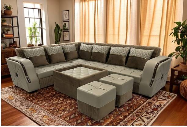 lifestyle furniture LSF01 BEIGE BROWN Fabric 8 Seater  Sofa