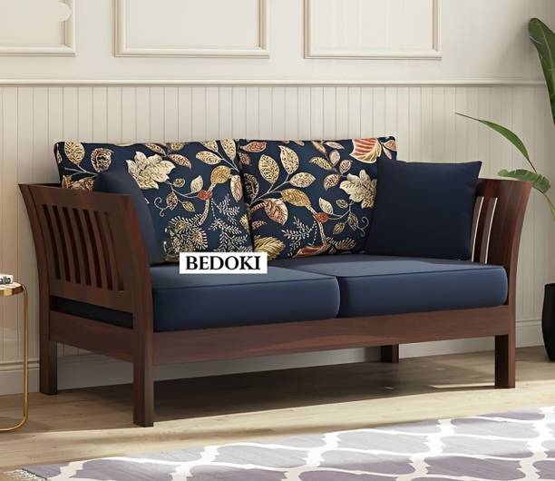 BEDOKI Sheesham Wood Two Seater Luxury Sofa For Living Room, Hotel, Café. Fabric 2 Seater  Sofa