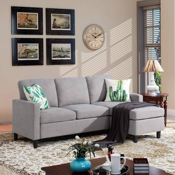 Zikra Blush Fabric 4 Seater  Sofa