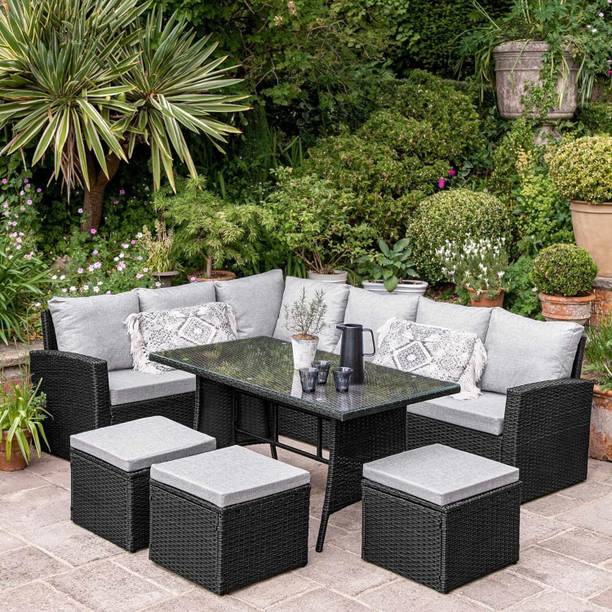 Mymigos 6 Pcs Outdoor Conversation Set Patio Furniture Set Half-leather 8 Seater  Sofa