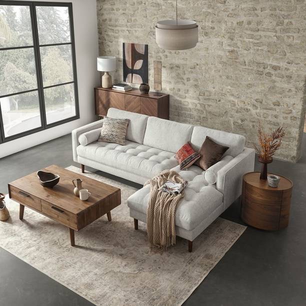 theclevercouch madison l-shape linen look Fabric 6 Seater  Sofa