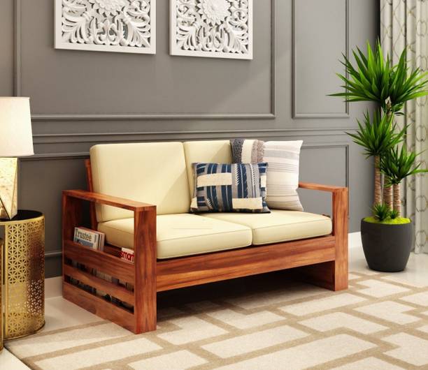 Wopno Furniture Sheesham Solid Wood 2 Seater Sofa for Living Room Home & Office | Sofa Set Fabric 2 Seater  Sofa
