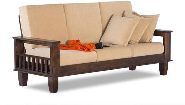 HUDDA Hudda Handicraft Solid Wood 1 Sofa for Living Room Fabric 3 Seater  Sofa