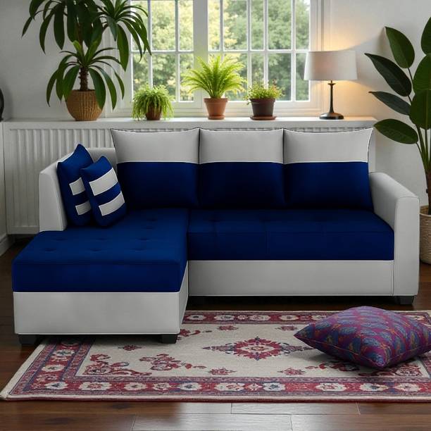 FURNY Stylio 4 Seater Fabric LHS L Shape Sofa Set for Living Room Fabric 4 Seater Sofa