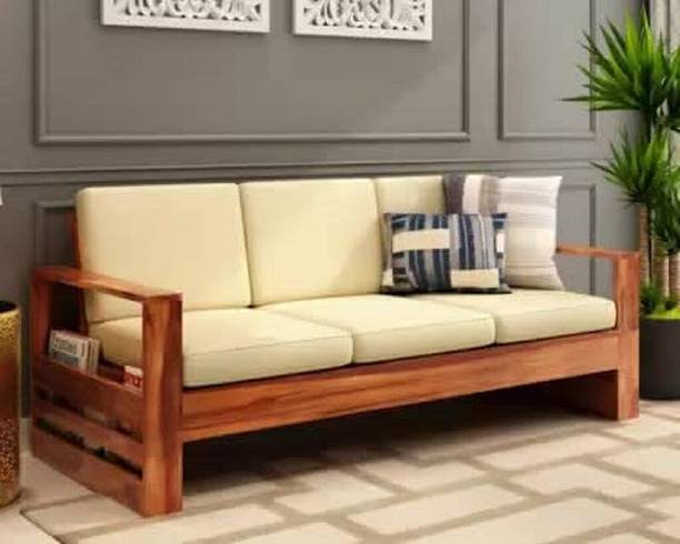 HDWOOD Solid Sheesham Wood Three Seater Sofa For Living Room/ Office/ Hotels/ Café. Fabric 3 Seater  Sofa