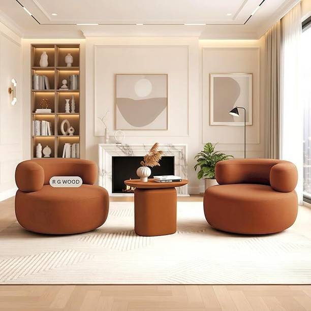 RGWOOD Round Sofa & Center Table Set Fabric 1 Seater  Sofa