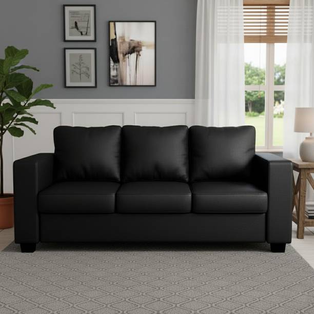 FURNY Harloy 3 Seater Leatherette Sofa Set for Living Room Leatherette 3 Seater  Sofa