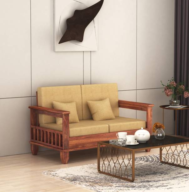 SUNCROWN GrandAura Sheesham wood for livingroom/bedroom/seating Fabric 2 Seater  Sofa