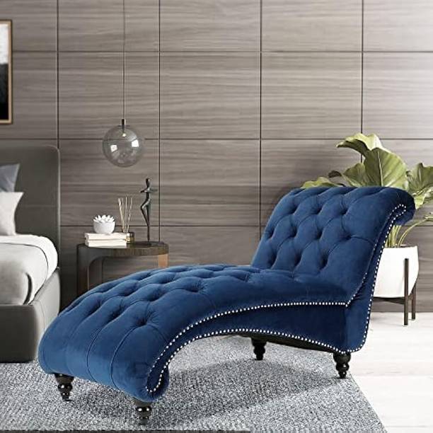 India wood mart Chaise Lounge Diwan Chaise Couch Sofa Wood Legs Blue Leatherette 3 Seater Sofa Leatherette 3 Seater  Sofa