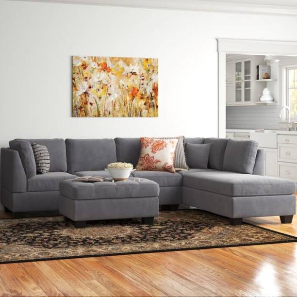 BuyFacturer Berlin Right Facing L Shape Fabric 6 Seater  Sofa