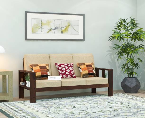saamenia furnitures Solid Sheesham Wood Three Seater Sofa Set For Living Room ,Office , Hotel. Fabric 3 Seater  Sofa