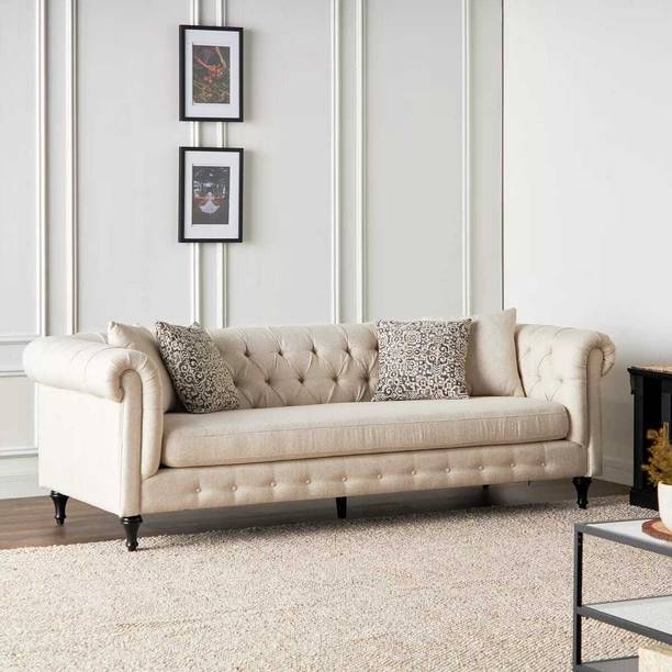 India wood mart 3-Seater Fabric Sofa Fabric 3 Seater  Sofa