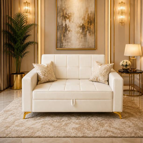 DMKDecor 2 Seater Sofa for Living Room (Beige) Premium Fabric Two Seater Sofa Fabric 2 Seater Sofa