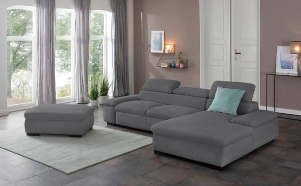 fabrique Impressa L Shape LHS Velvet Fabric 5 Seater  Sofa