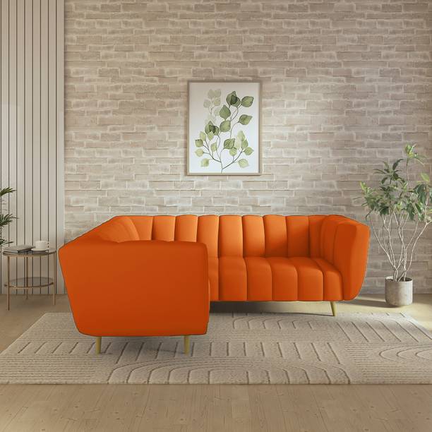Wakeup India Mushy Premium Fabric Sofa Pocket Spring Cushion Metal Leg with Golden Polish Leg Fabric 5 Seater  Sofa