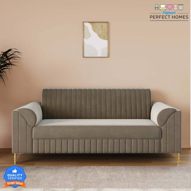 Flipkart Perfect Homes SoftAura luxurious velvet fabric smooth finish l Ideal for living, Guest lounges Fabric 3 Seater  Sofa