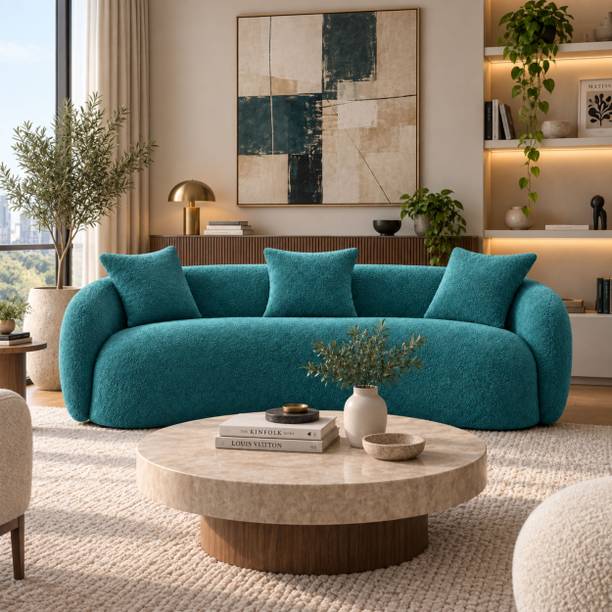 WAKESURE Rain Premium Quality Boucle Fabric 3 Seater  Sofa