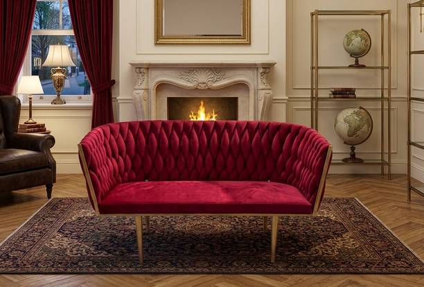 themerchantstore Designer metal frame sofa for home Fabric 2 Seater  Sofa