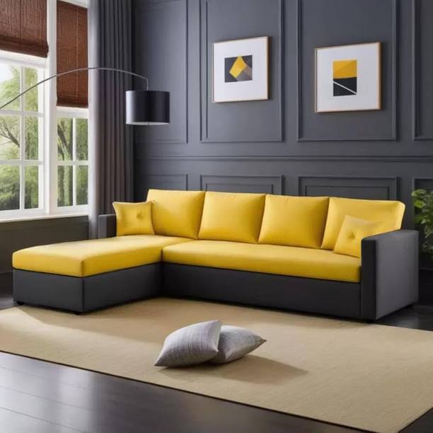 THE CEATSPOT Premium Quality LHS L Shape Sofa For Living Room, Bedroom, And Office Velvet Fabric 6 Seater  Sofa