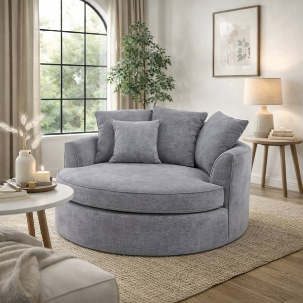 sofynest Aura Velvet Fully Upholstered Rounded Double Seater Sofa Fabric 2 Seater  Sofa
