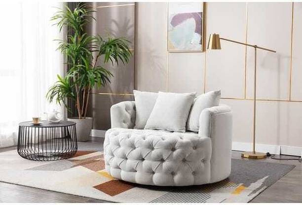 Unique Creation Handicrafts Wooden Modern Round Accent Sofa Barrel Chair wings chair Fabric 1 Seater  Sofa