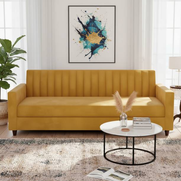 WAKESURE Premium Quality Velvet Fabric 3 Seater  Sofa