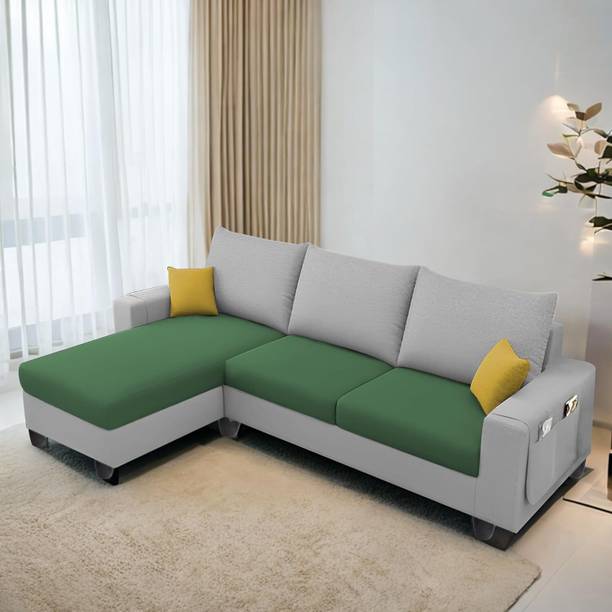 TrueValue Icoinc LHS L Shape Sofa Premium Quality Velvet Fabric 4 Seater  Sofa