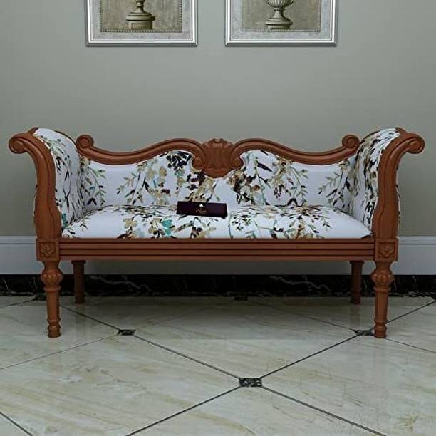 WOODEN TWIST Handicraft Wooden Settee Living Room Couch Sofa 2 Seater Honey Finish Fabric 3 Seater  Sofa