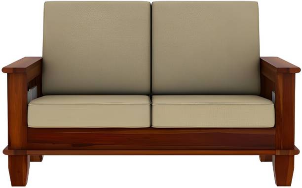 VIVENTO Solid Sheesham Wood Two Seater Sofa With Pocket Storage For Living Room/Office | Fabric 2 Seater  Sofa