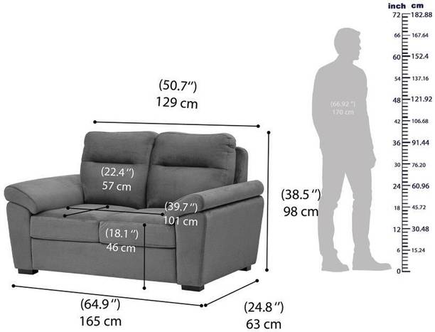 Wakefit Lounger Plus Fabric 2 Seater  Sofa