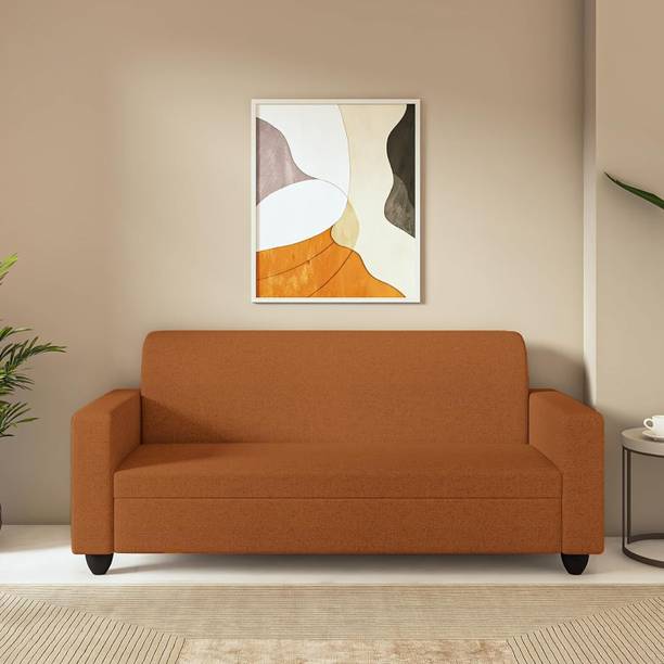 Wakeup India Cuddlr Premium Fabric Sofa Pocket Spring Cushion Polished Plastic Leg Fabric 3 Seater  Sofa