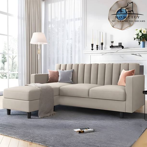 Homeify Adrista L Shape 3 Seater Reversible Sofa with Ottoman for Living Room Fabric 3 Seater  Sofa
