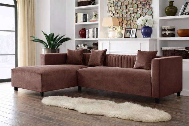 Dr Smith L Shape Chesterfield Fabric Velvet Corner Sofa Set Fabric 4 Seater Sofa