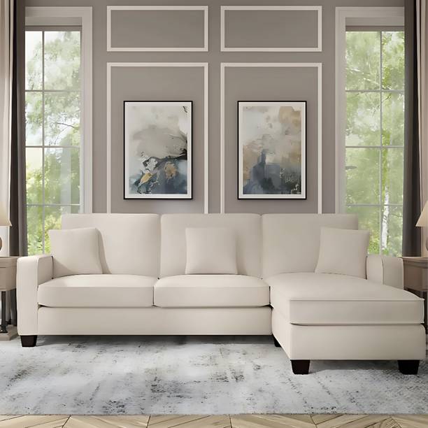 Groovecraft Kitson 4 Seater L Shape Fabric Sofa Set for Living Room Fabric 4 Seater  Sofa