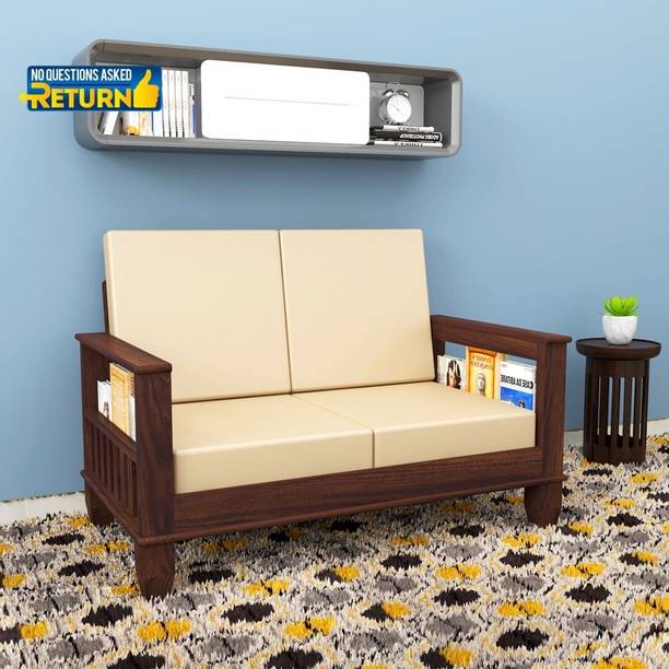 JeenWood Solid Sheesham Wood 2 seater Sofa For Living/Bed Room Fabric 2 Seater Sofa Fabric 2 Seater  Sofa