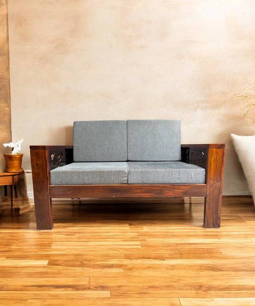 DIVESHIKA ART Sheesham Wood Two Seater Sofa Sectional With CNC Cutting Design For Living Room| Fabric 2 Seater  Sofa