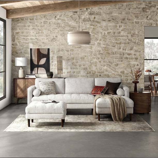 theclevercouch madison l-shape linen look Fabric 7 Seater  Sofa