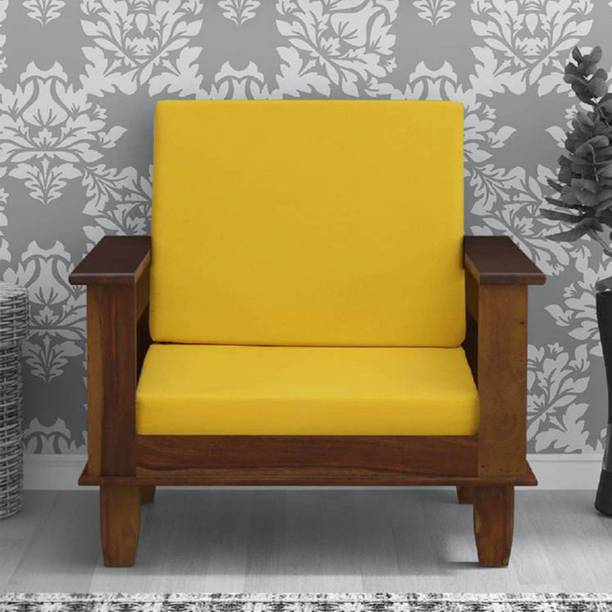 Kendalwood Furniture Solid Wood 1 Seater Wooden Sofa set for living Room Furniture Fabric 1 Seater Sofa