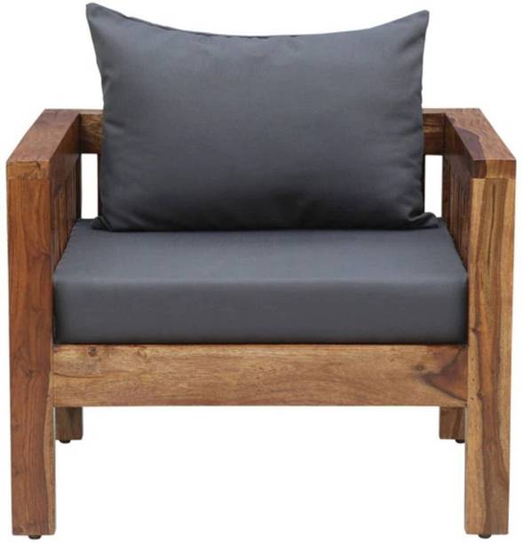 DRYLC FURNITURE Solid Sheesham Wood One Seater Sofa For Living Room, Office, Waiting Room Fabric 1 Seater  Sofa