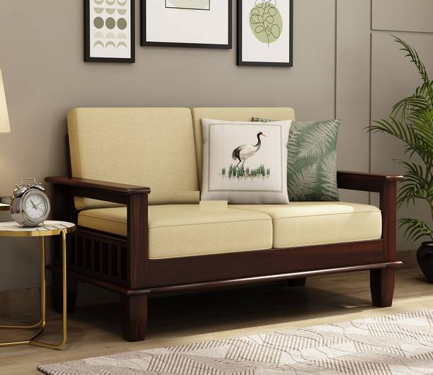 Divine Arts 2 Seater Solid Sheesham Wood Three Seater Sofa Set For Living Room/Hotel/Café Fabric 2 Seater  Sofa