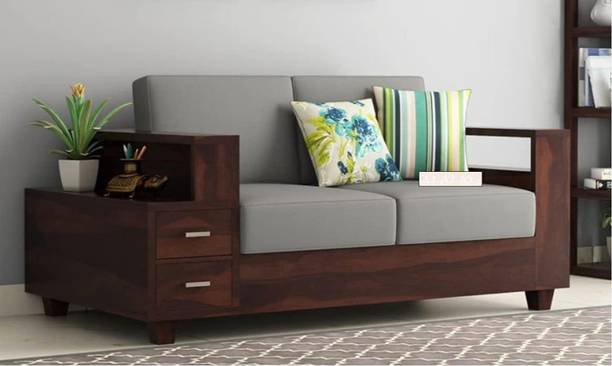 DIVESHIKA ART Sheesham Wood Two Seater Sofa Sectional With Two Storage Drawer For Living Room| Fabric 2 Seater  Sofa