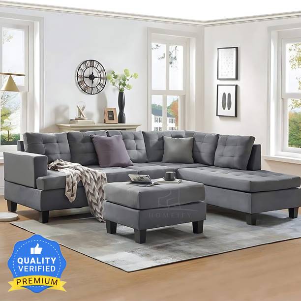 Homeify Alora Fabric 5- to 6-Seater Sofa L Shape Sofa Set For Living Room Fabric 6 Seater  Sofa