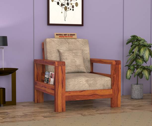 NATRAJ ART & CRAFT Sheesham Solid Wood 1 Seater Sofa for Living Room Home & Office | Sofa Set Fabric 1 Seater Sofa
