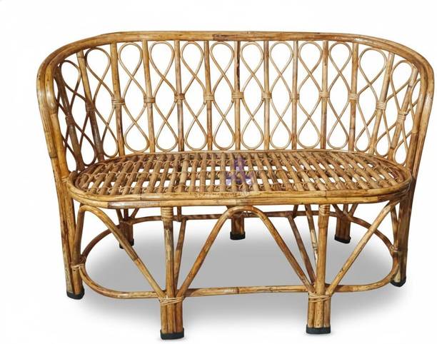 CRAFTCANE Bamboo Cane Two Seater Sofa with Cushions for Living Room, Balcony & Outdoor Use Solid Wood 2 Seater  Sofa
