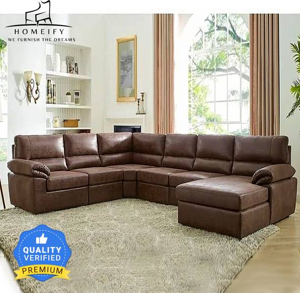 Homeify Eleanor 8 Seater Leather U Shape Sofa Set for Living Room Leather 8 Seater  Sofa