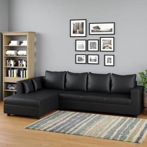 lifestyle furniture COSMO BLACK Fabric 6 Seater  Sofa