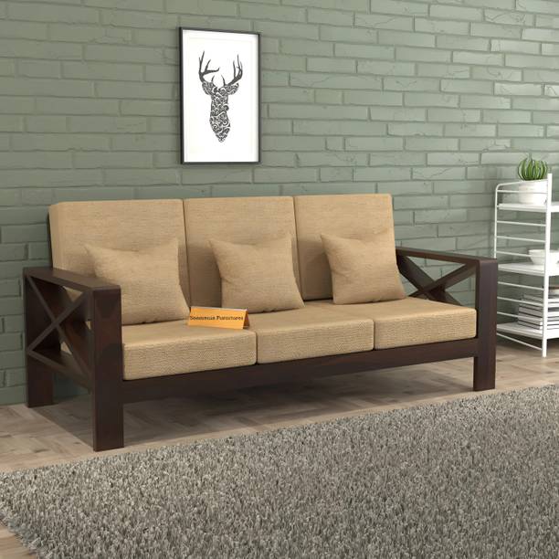 saamenia furnitures Solid Sheesham Wood 3 Seater Sofa {40 Density Foam And Without Pillow} Fabric 3 Seater  Sofa